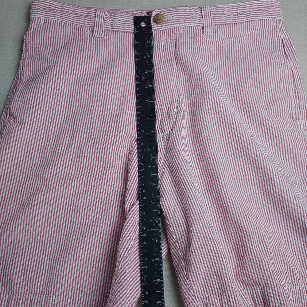 Chaps Mens 34 Red White Seersucker Shorts Cotton Flat Front Preppy Casual - Picture 7 of 10